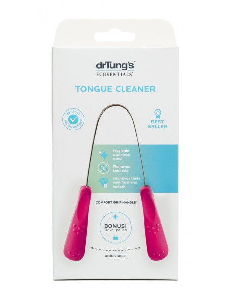 DrTung's Stainless Steel Tongue Cleaner Pink